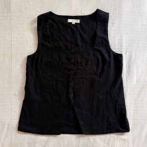 LOFT Black Button Up Vest